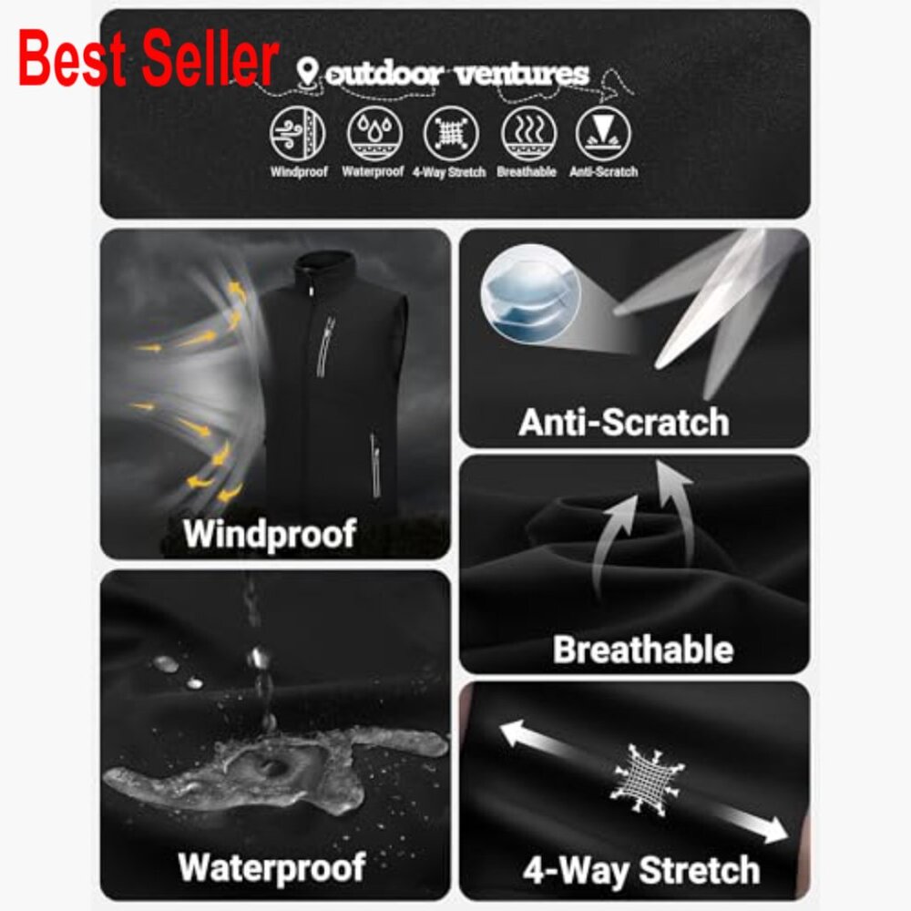 Lightweight Polyester Windproof Softshell Vest fo… - image 6